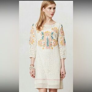 ANTHROPOLOGIE VINEET BAHL Limited Edition Dress Size S Embroidered Floral Lace